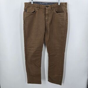 Perry Ellis Mens Brown Slim Fit Stretch Dobby Textured Pants 36x30